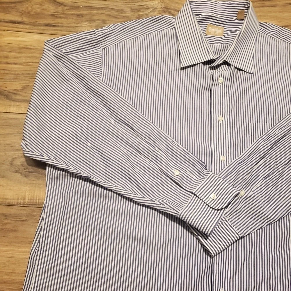 Gitman Mens Dress Up Shirt Stripes Size 35 18 1/2 - Picture 6 of 12